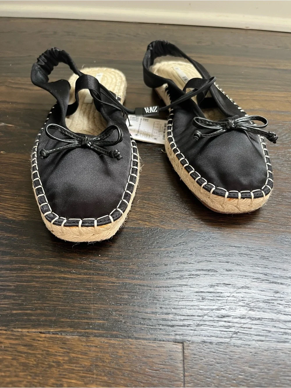 Zara Black Espadrille Ballet Flats with straps